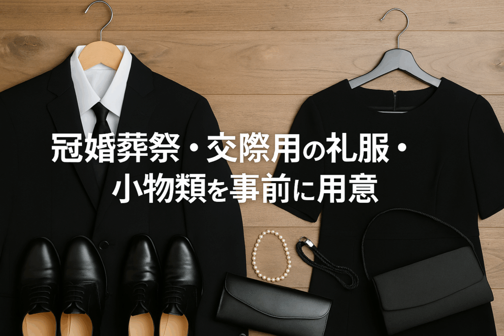 冠婚葬祭・交際用の礼服・小物類を事前に用意