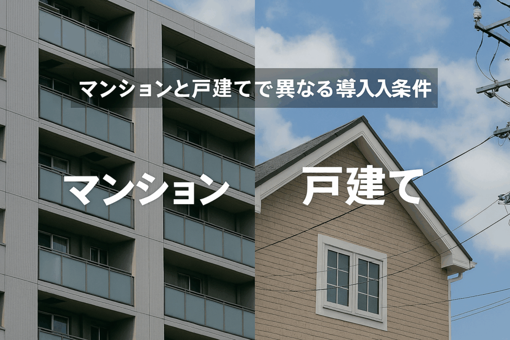 マンションと戸建てで異なる導入条件