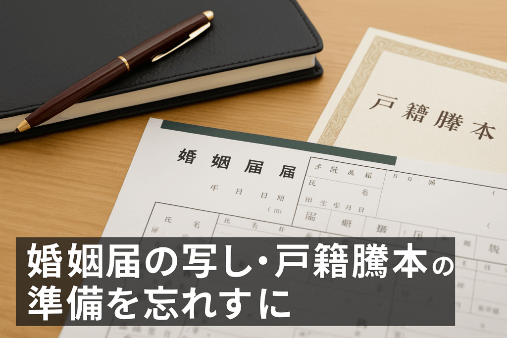 婚姻届の写し・戸籍謄本の準備を忘れずに