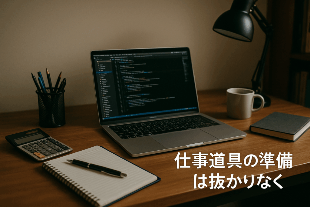 仕事道具の準備は抜かりなく