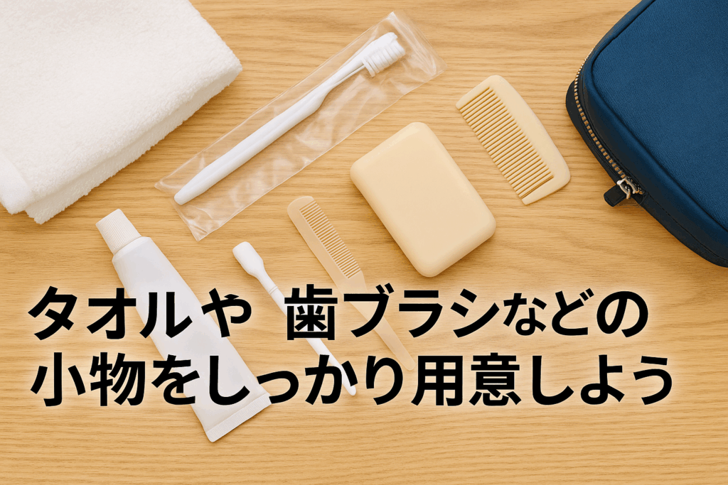 タオルや歯ブラシなどの小物をしっかり用意しよう