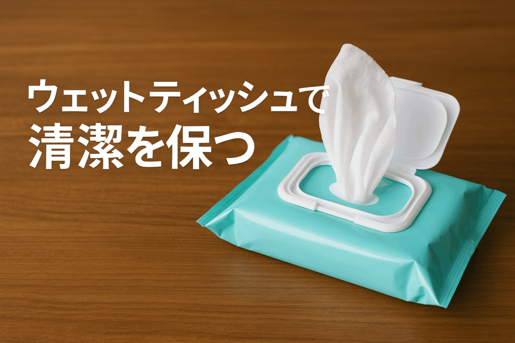 ウェットティッシュで清潔を保つ