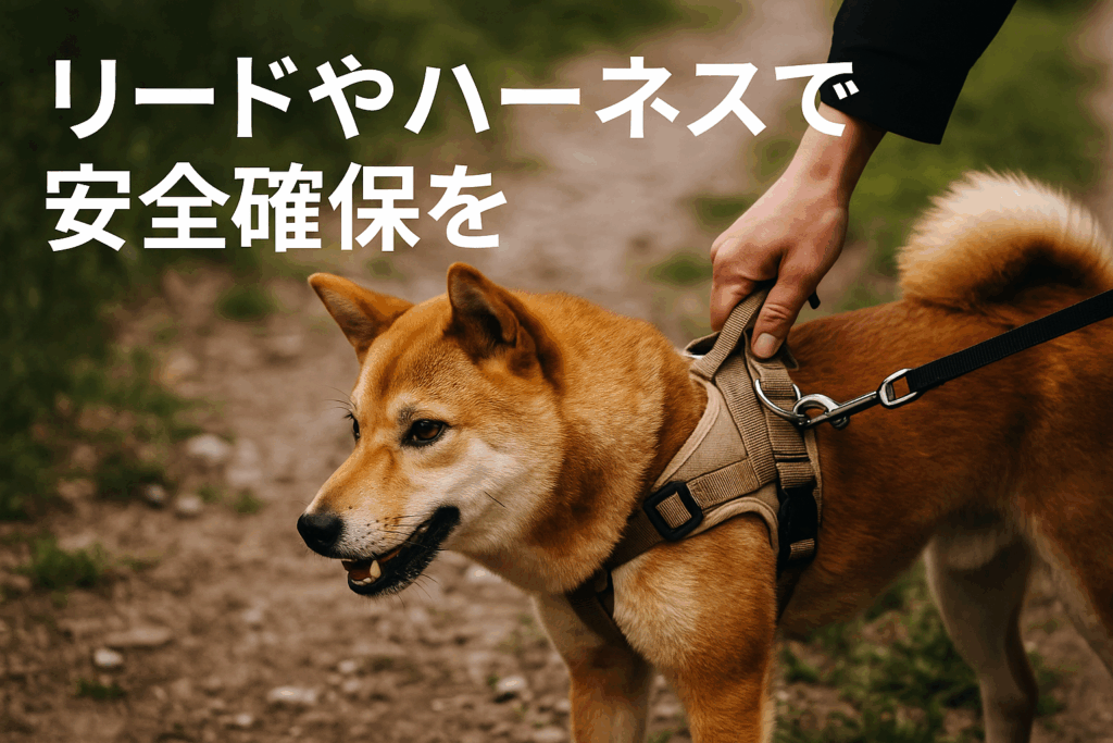 リードやハーネスで安全確保を
