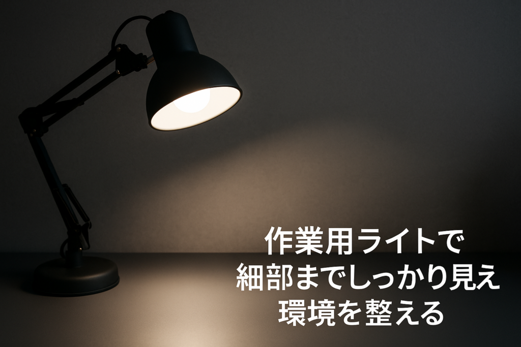 作業用ライトで細部までしっかり見える環境を整える