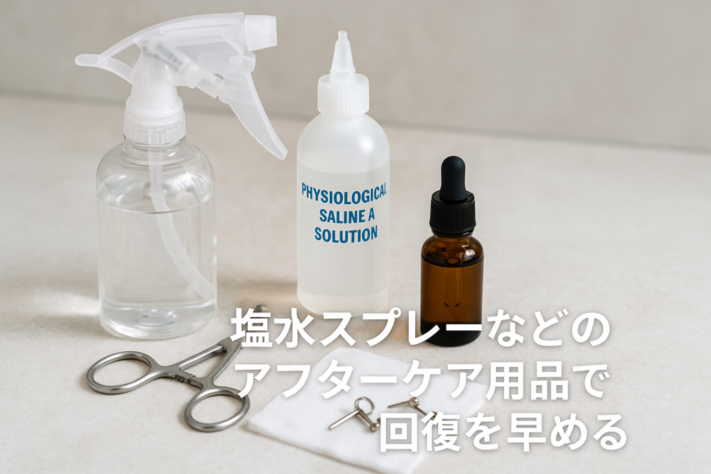 塩水スプレーなどのアフターケア用品で回復を早める