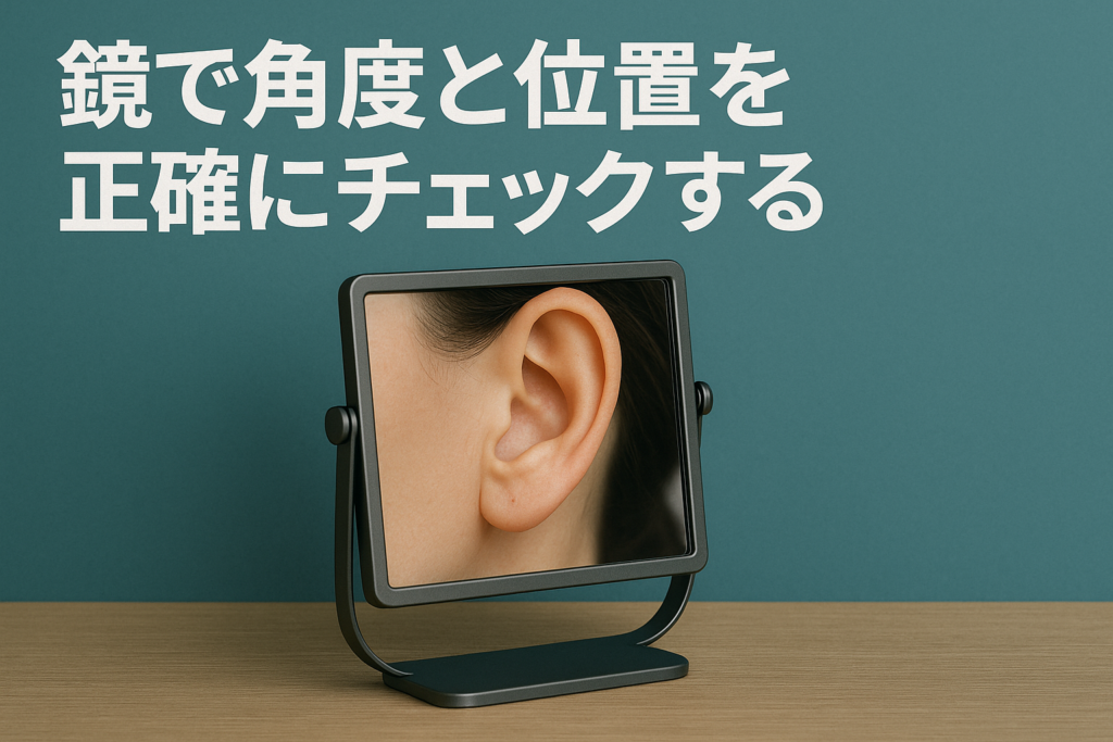 鏡で角度と位置を正確にチェックする